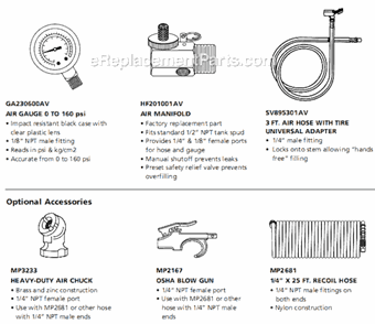 Part Location Diagram of GA230600AV Campbell Hausfeld Air Carry Tank Gauge